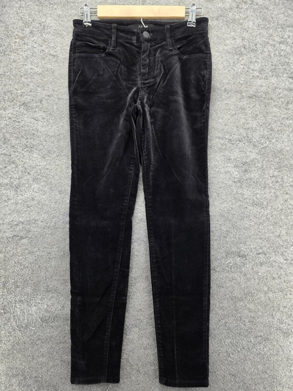 JOE'S Pants Womens 25 Black Velvet Jegging Slim Stretch Pockets Zip 31 In